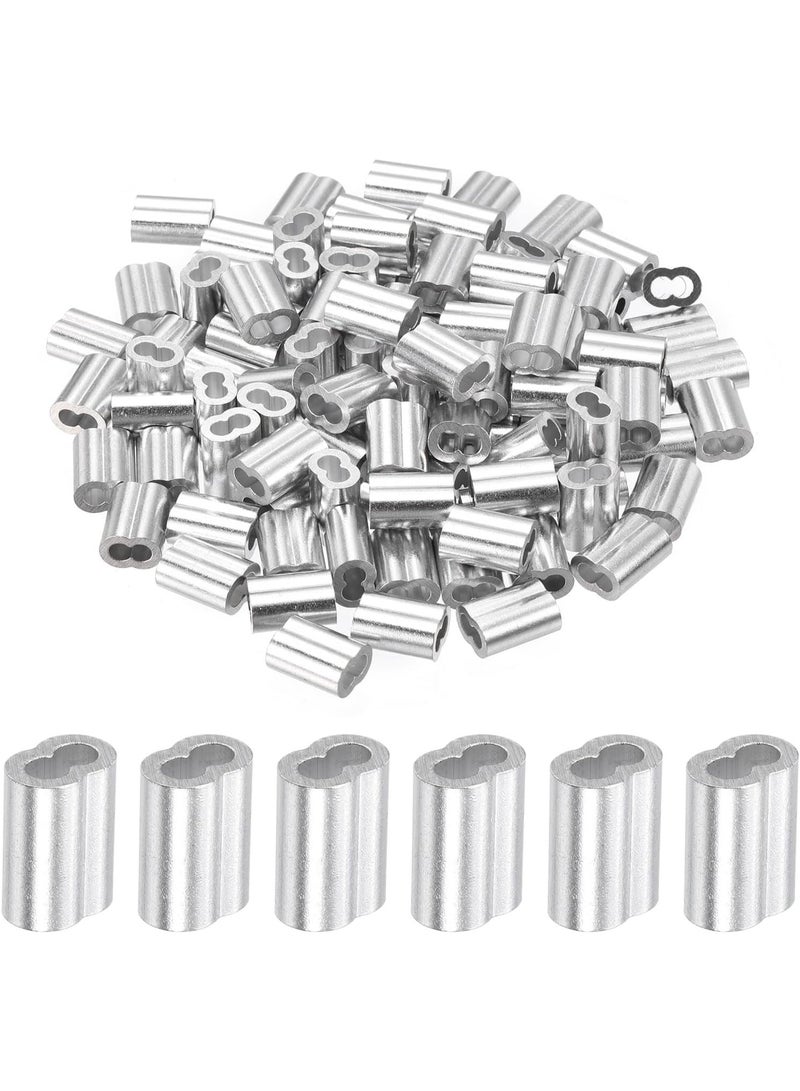 3/32 "2.5 مم الألومنيوم ضغط حلقة الأكمام مزدوجة Ferrule لنهاية خط كابل السلك الحبل ، الفضة 100pcs - Image 1